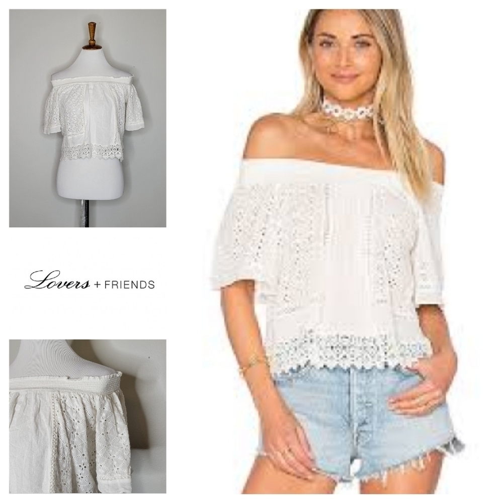 Lovers + Friends‎ Seamist Eyelet Off Shoulder Top Size XS